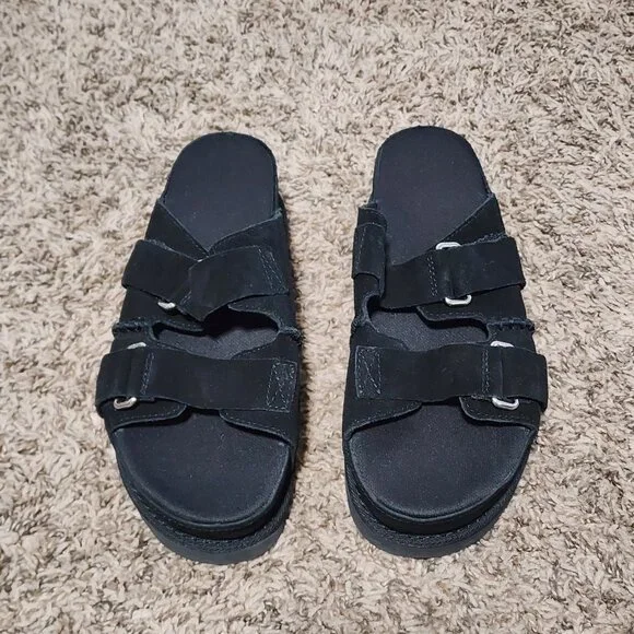 Ugg Black Platform Slide Sandals Women's 8 Summer Style - Picture 2 of 9